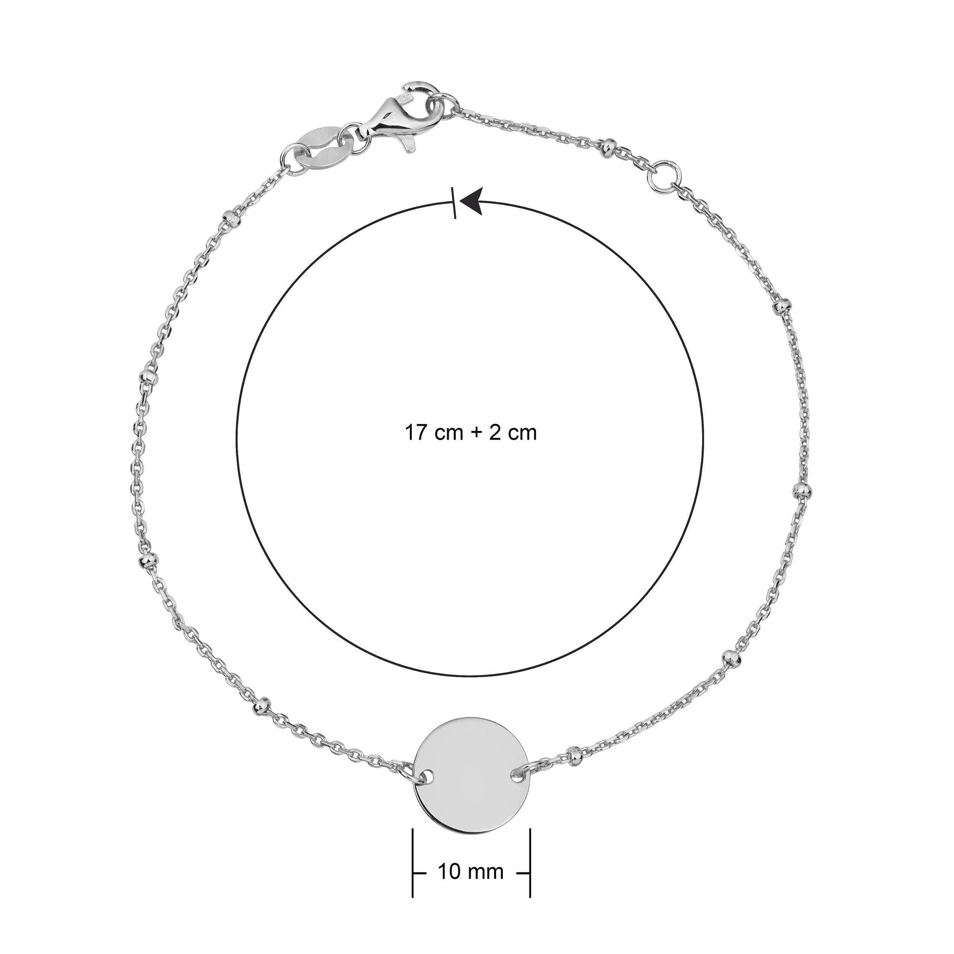 silver suspended disc bracelet dimensions