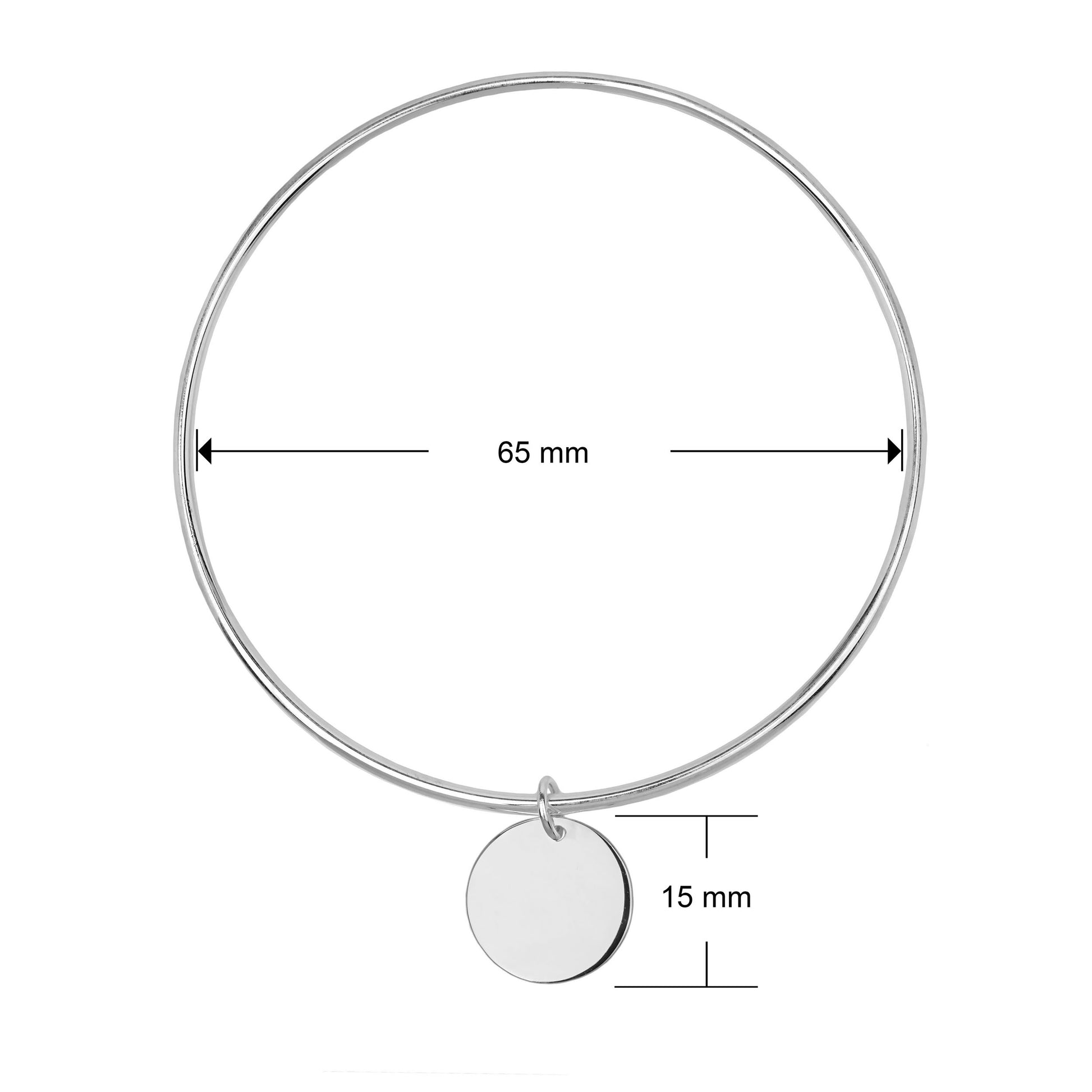 65mm wide disc bangle sterling silver