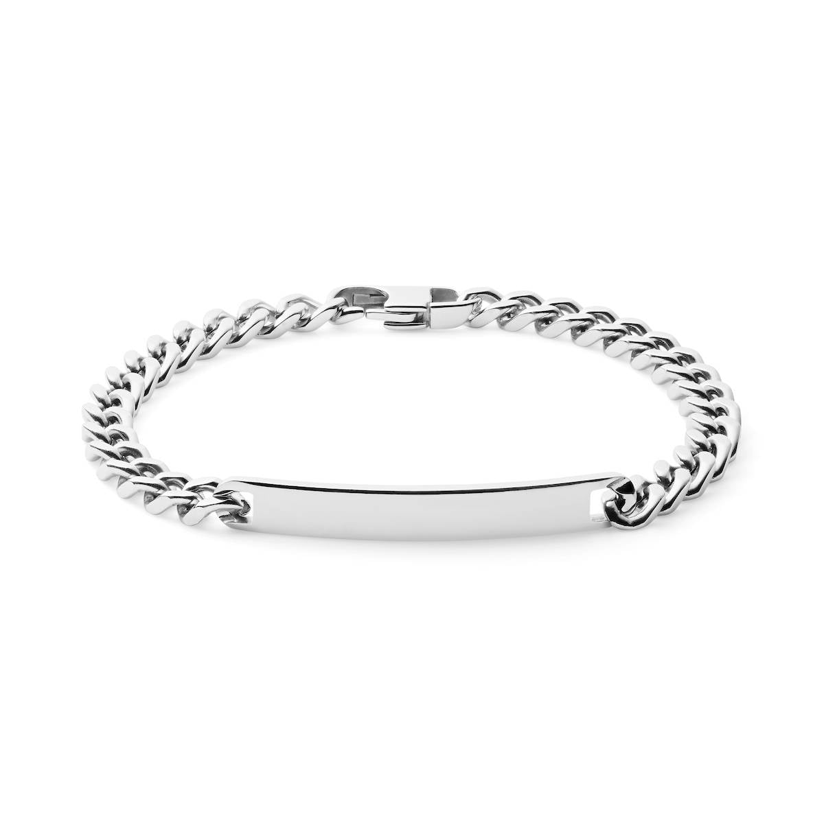 Engraved Mens steel ID Curb bracelet - Main Image