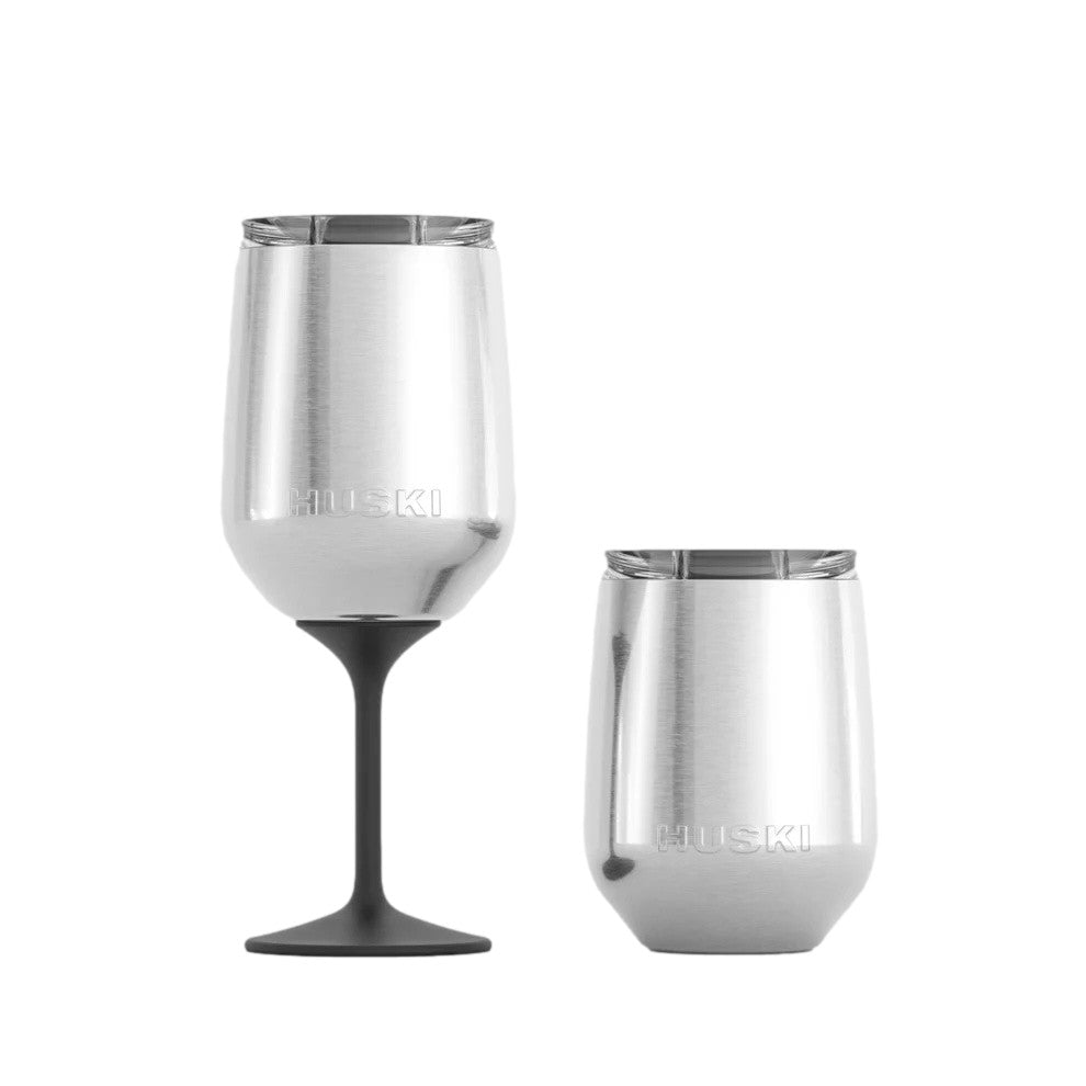 Engraved huski wine tumber in brushed stainless steel