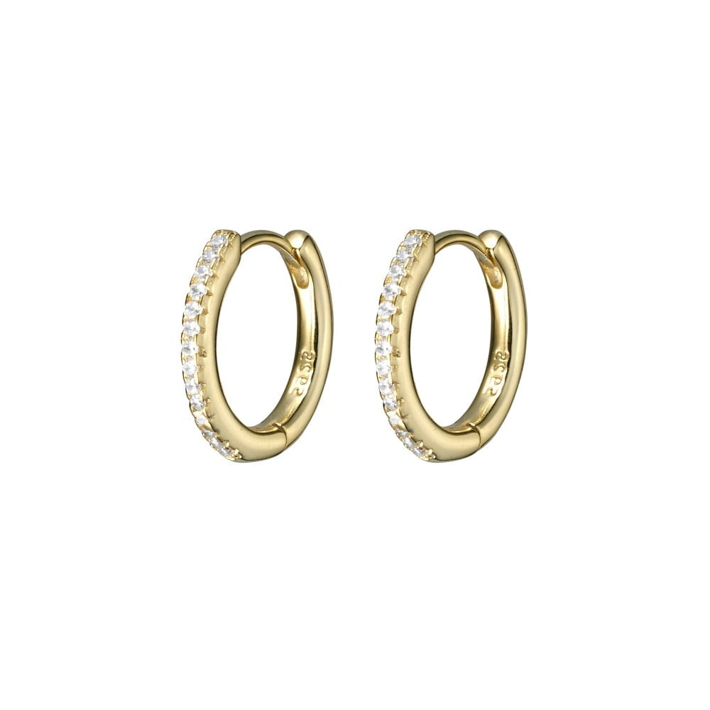 HE147G Gold Plated Sterling Silver Huggie Earrings
