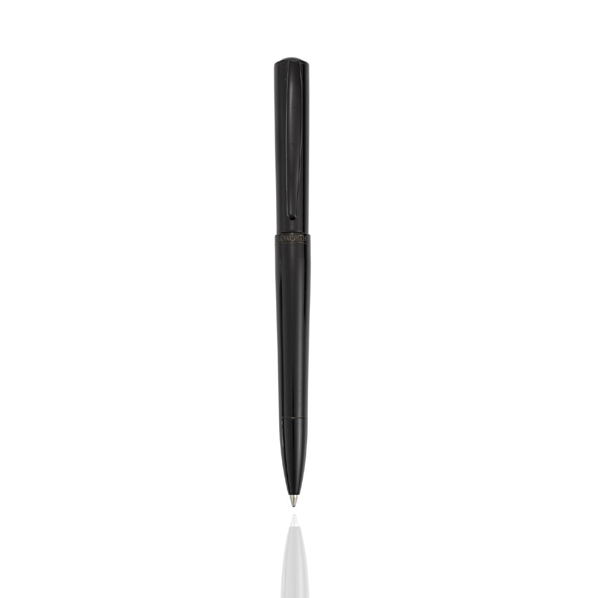 Personalised black lacquer ballpoint pen engraved with name