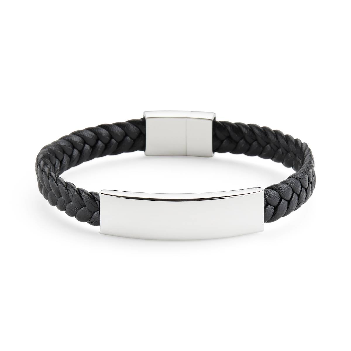 Engraved Mens ID leather bracelet - Main Image