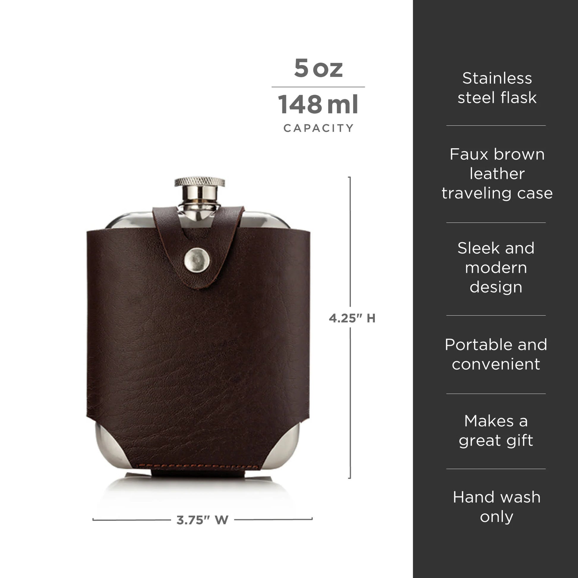 engraved hip flask with travel case 5oz