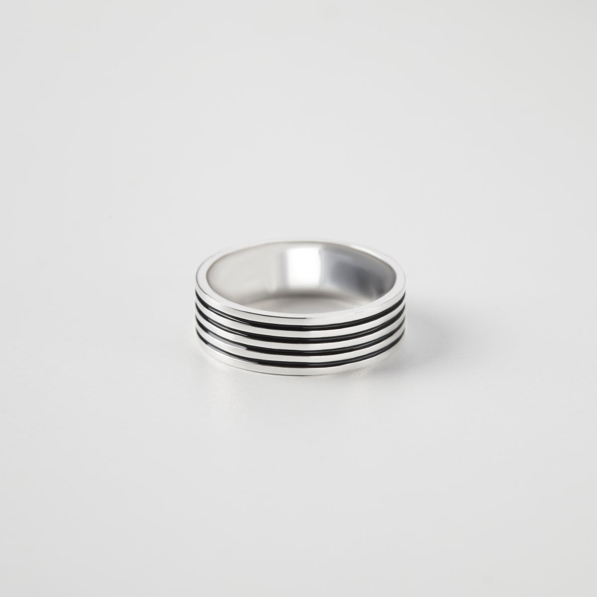 mens sterling silver ring with blackened lines add your own engraved message inside the band