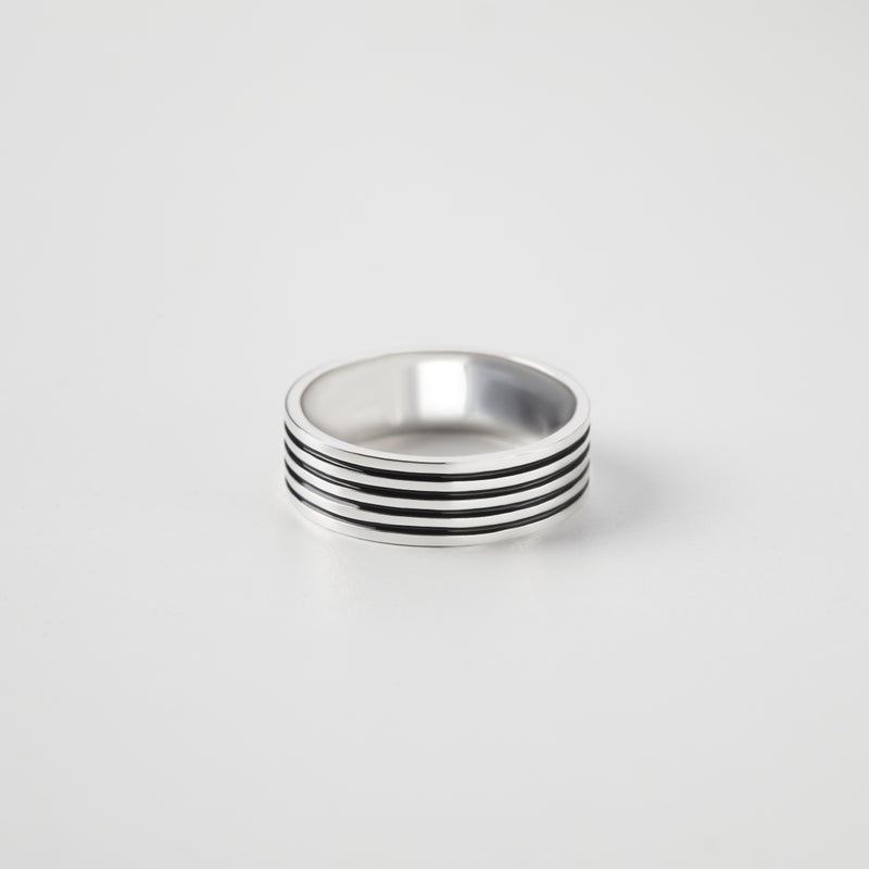 mens sterling silver ring with blackened lines add your own engraved message inside the band
