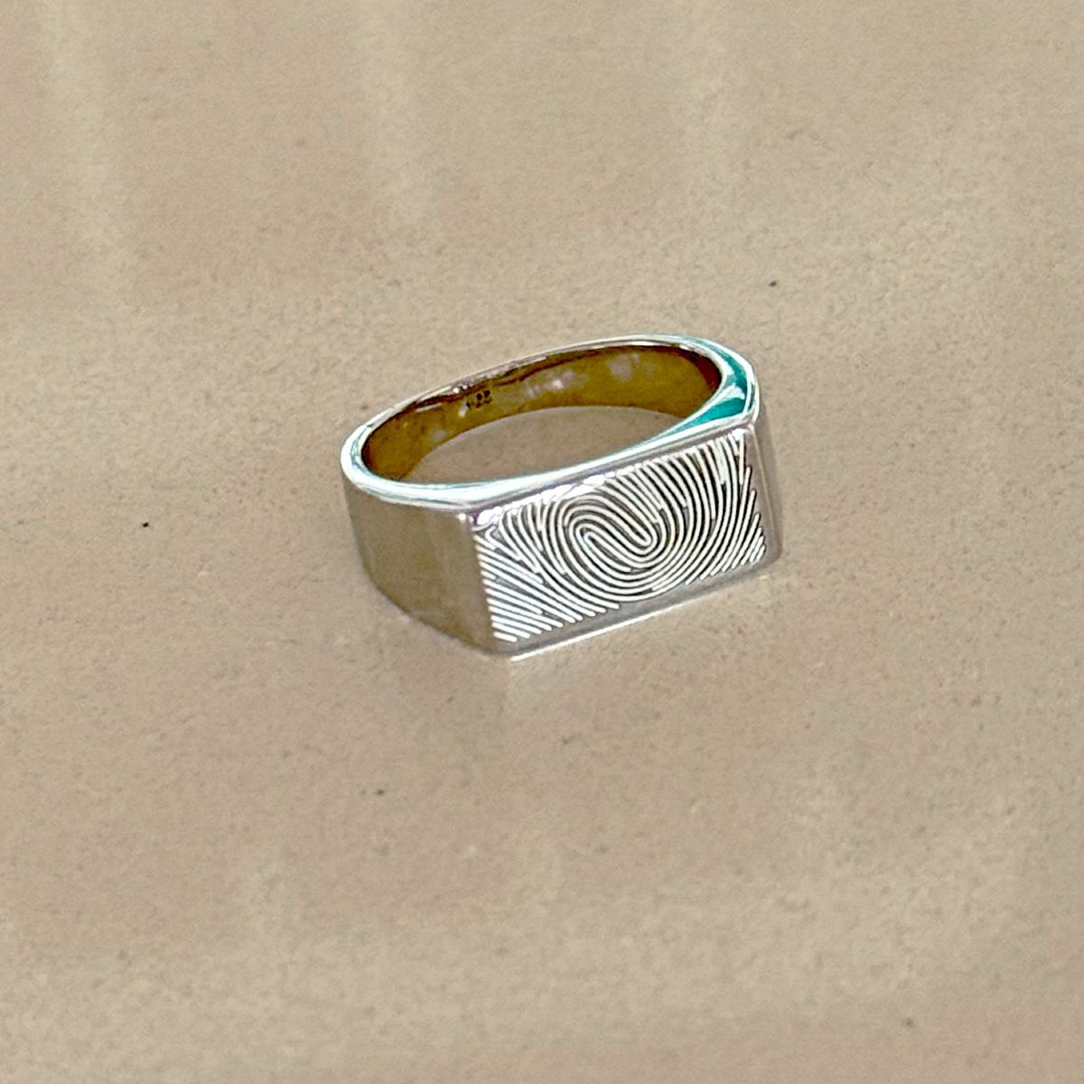 fingerprint engraved on sterling silver signet ring