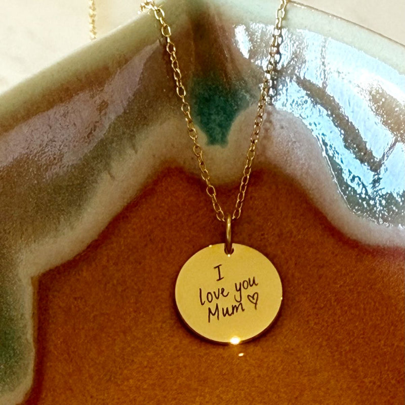 handwriting engraved with i love you mum