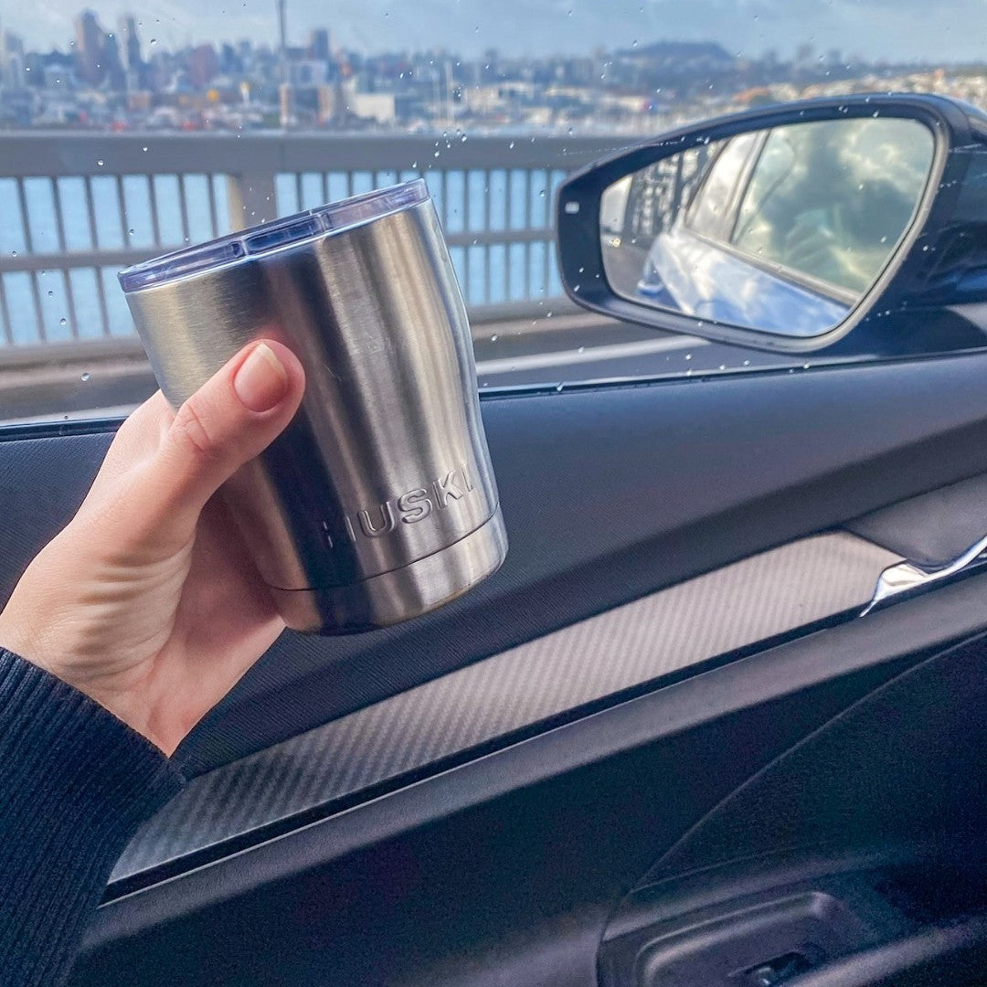 hot coffee on the go with the huski short tumbler add engraving for the perfect thoughful gift