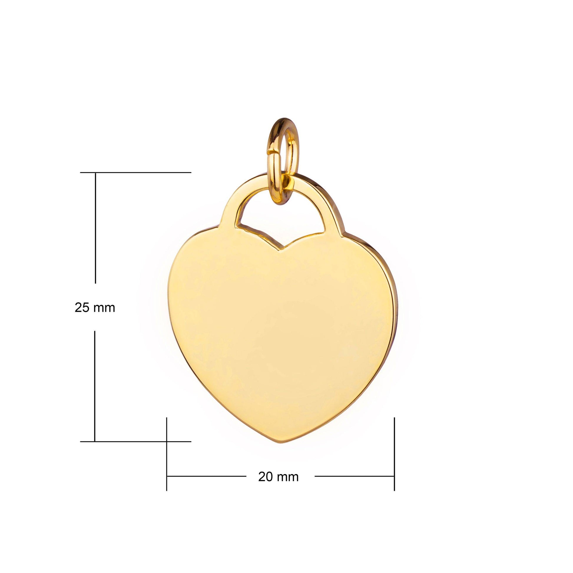 large heart tag pendant dimensions