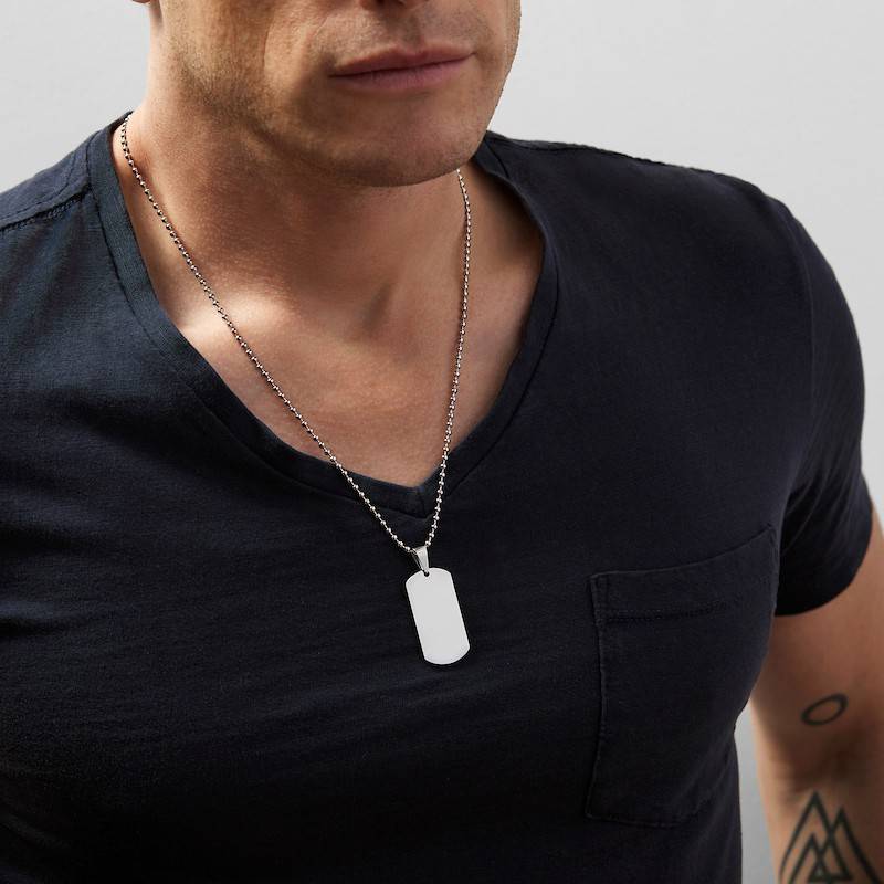 mens steel dog tag necklace engrave