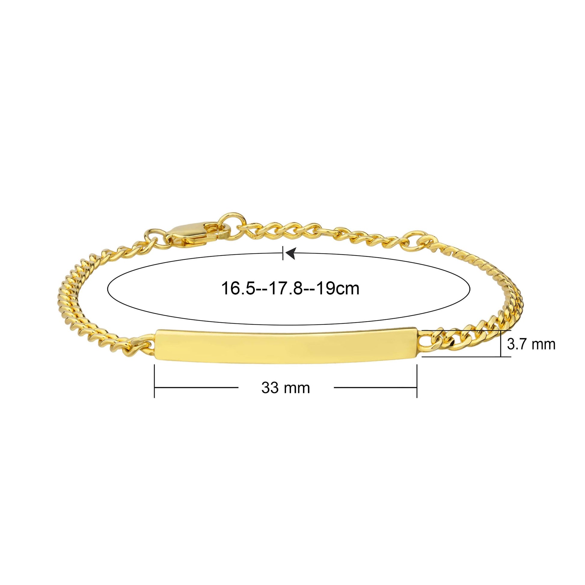 personalised gold bar bracelet can be worn at three different lengths and custom engraved