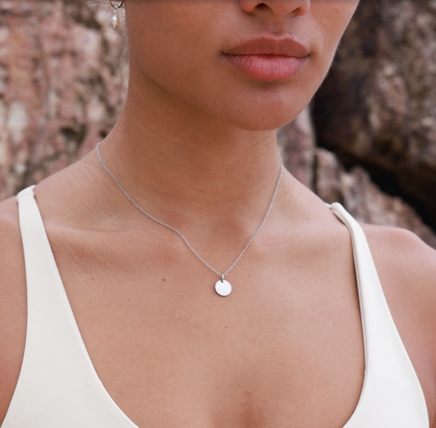 personalised mini disc necklace - stainless steel cable chain 42cm and 10mm disc