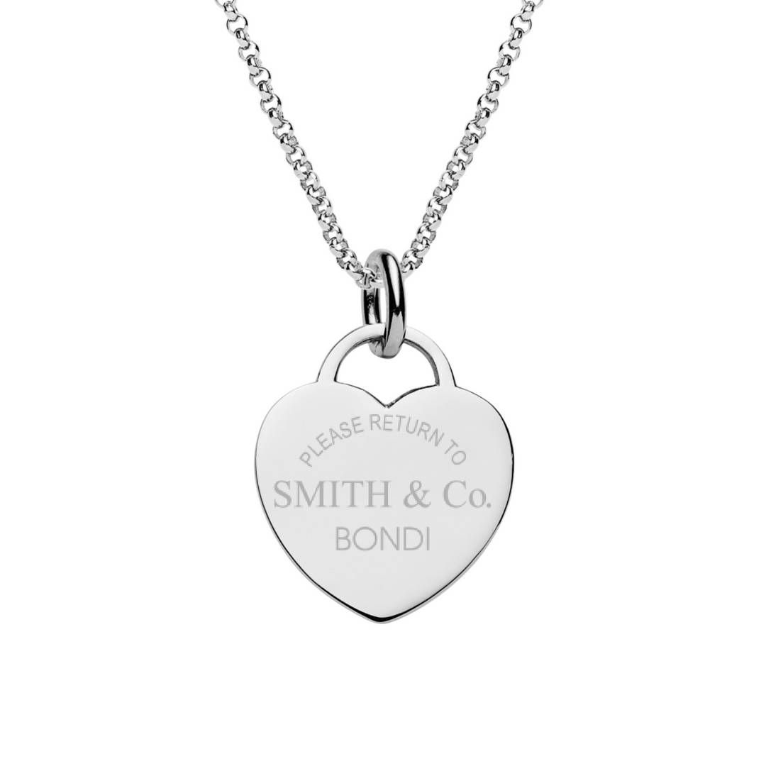 Name Tiffany style heart tag sterling silver necklace
