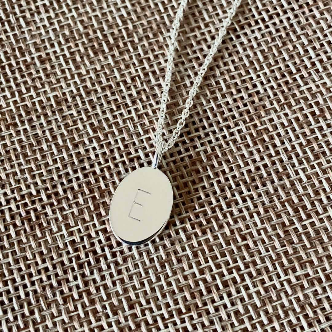 Engraved silver necklace with initials