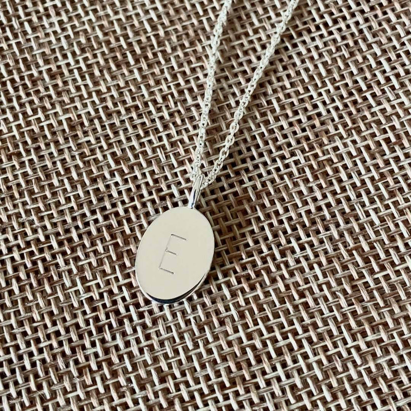 Engraved silver necklace with initials