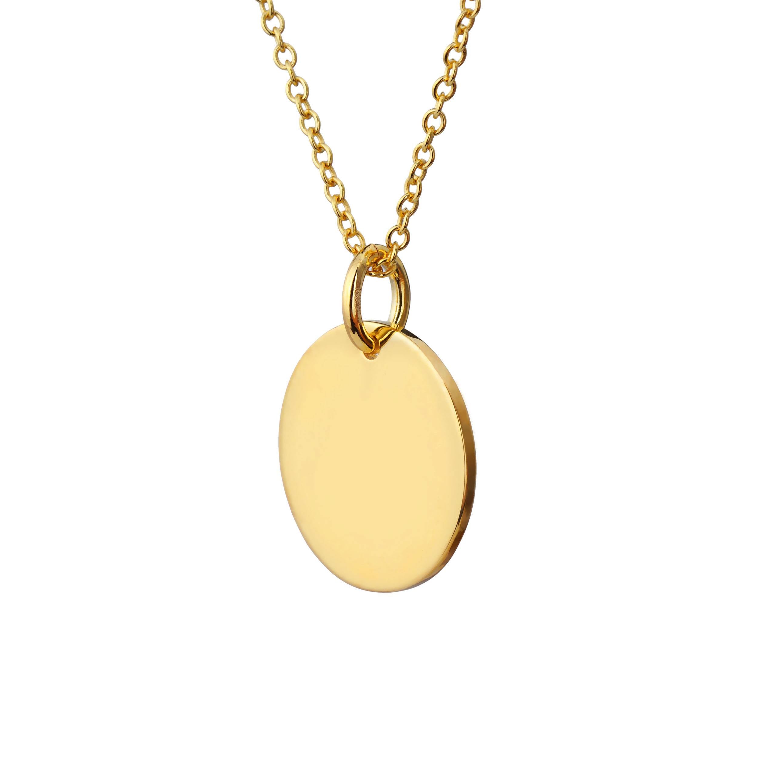 yellow gold disc necklace side profile