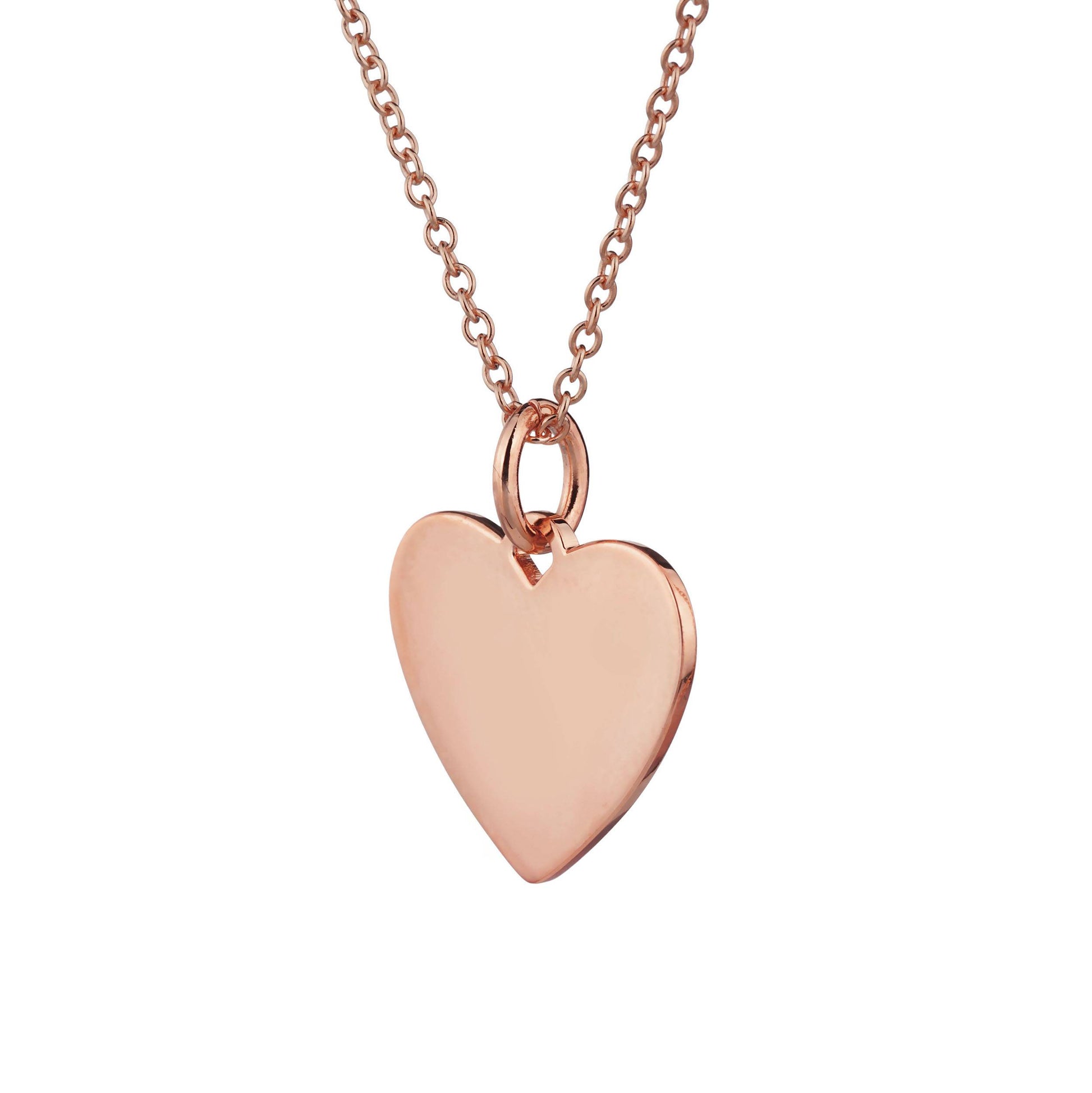 rose gold heart necklace side view