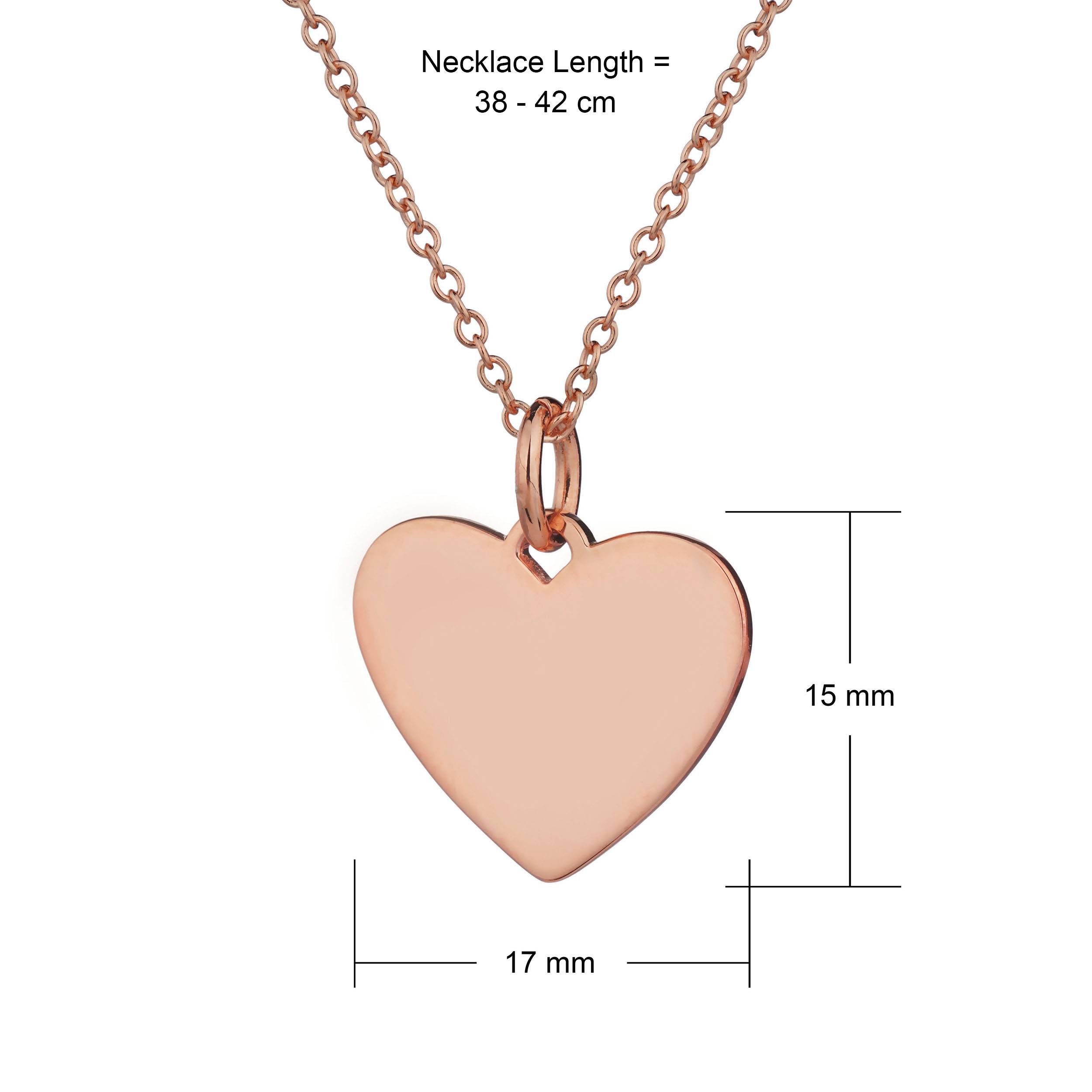 rose gold heart necklace dimensions