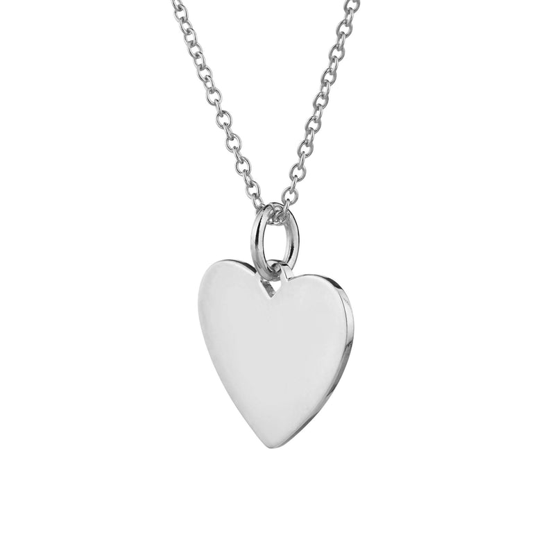 silver heart necklace side view