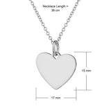 silver heart necklace dimensions