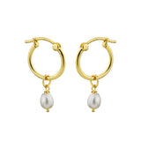 Gold Mini Pearl Hoop Earrings