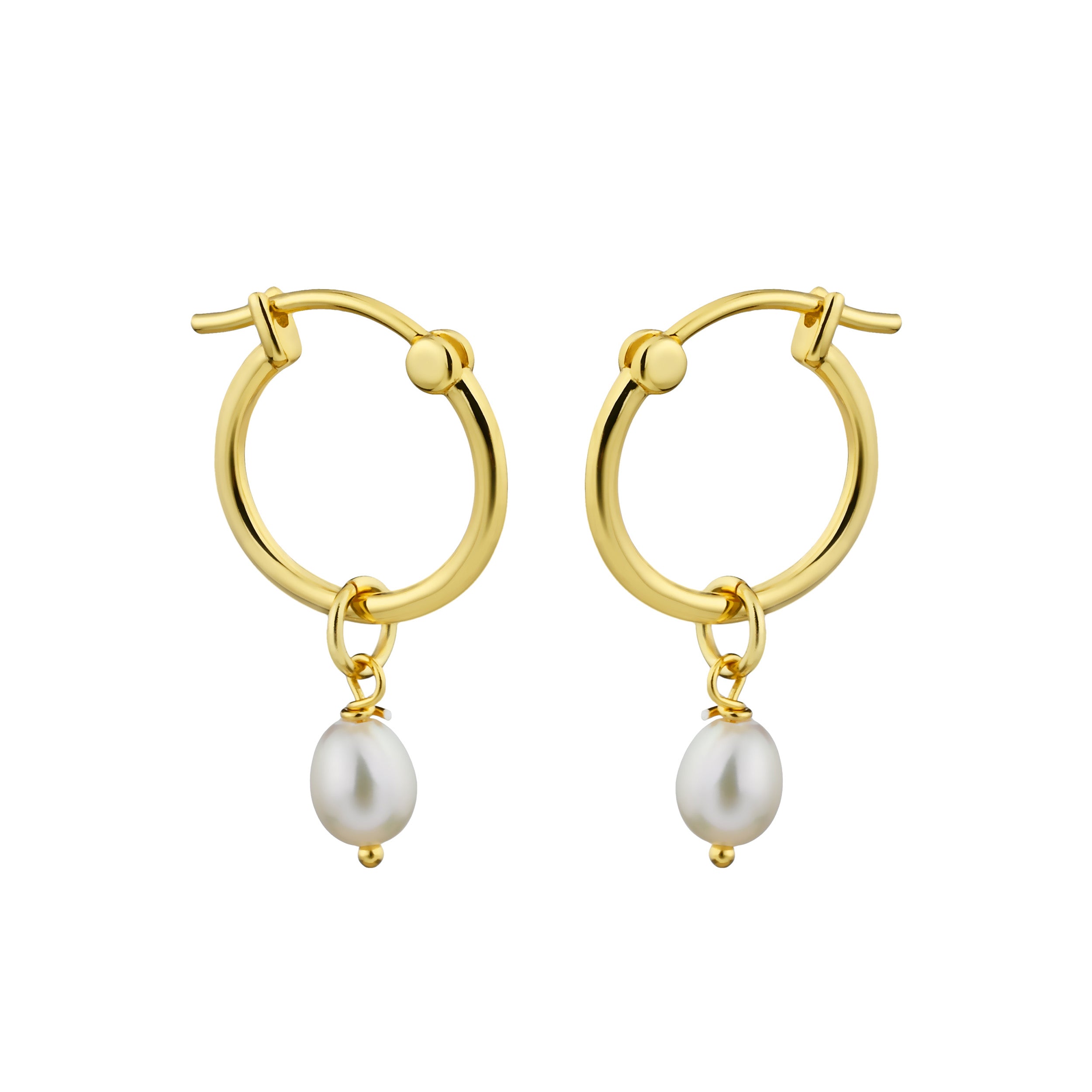 Gold Mini Pearl Hoop Earrings