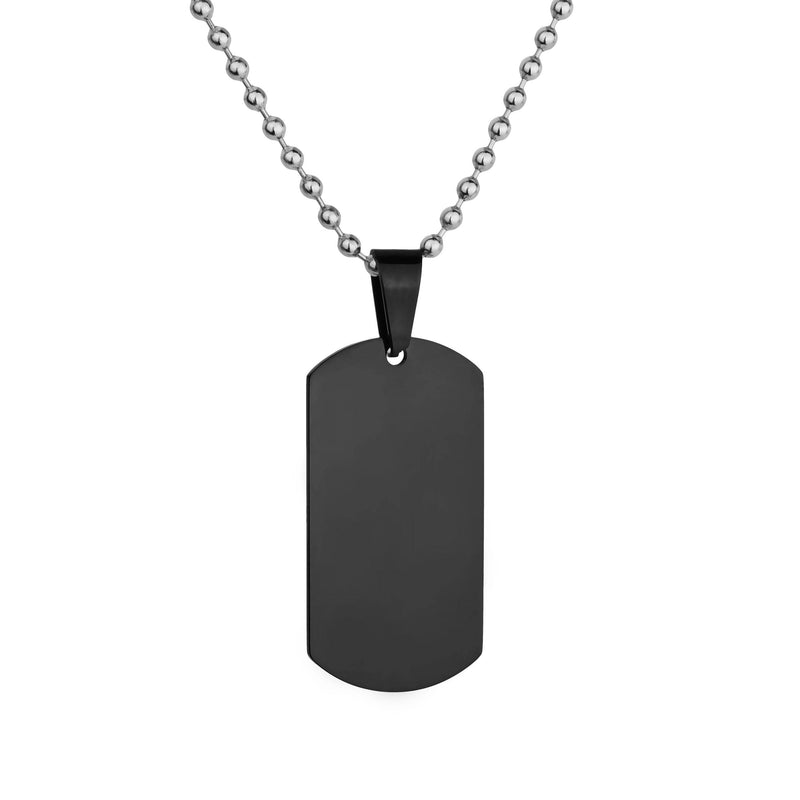 mens black steel dog tag necklace custom engraving