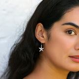 sterling silver starfish drop earrings