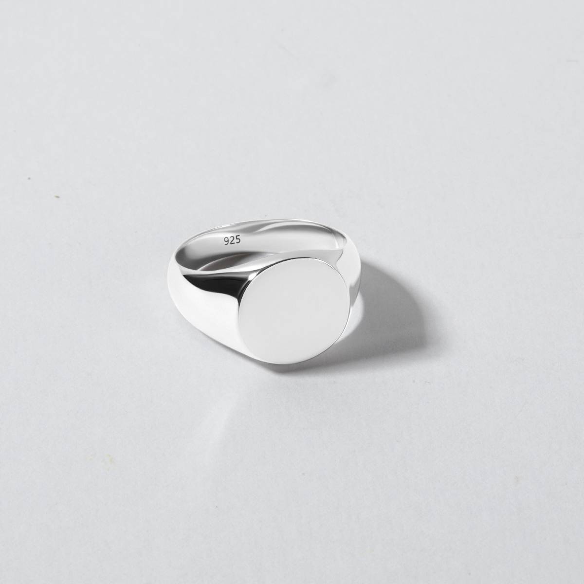 12mm round sterling silver signet ring