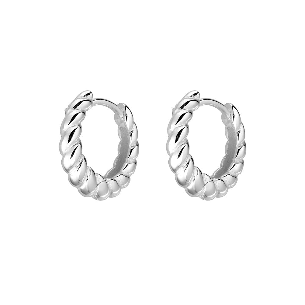 Sterling Silver Croissant Twist Huggie Earring