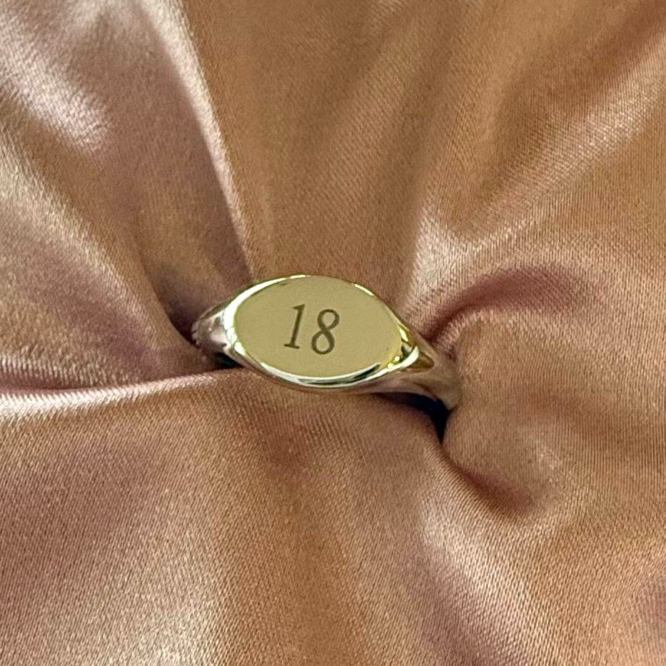 18th birthday present - signet ring engraved with number 18