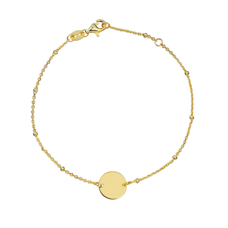 yellow gold suspended disc bracelet