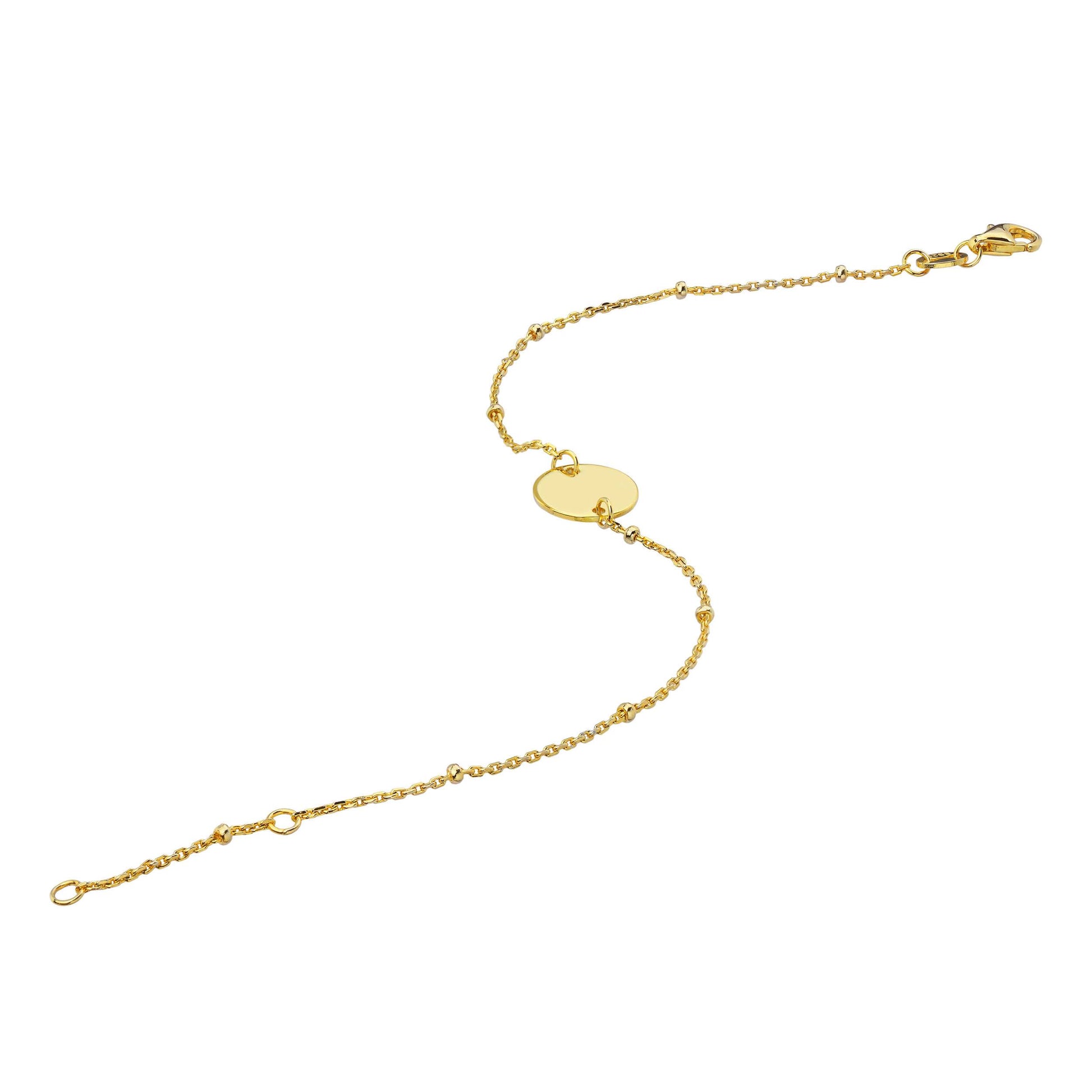 yellow gold suspended disc bracelet