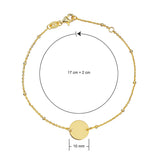 yellow gold suspended disc bracelet dimensions