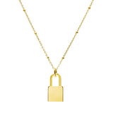 yellow gold satellite chain with lock pendant