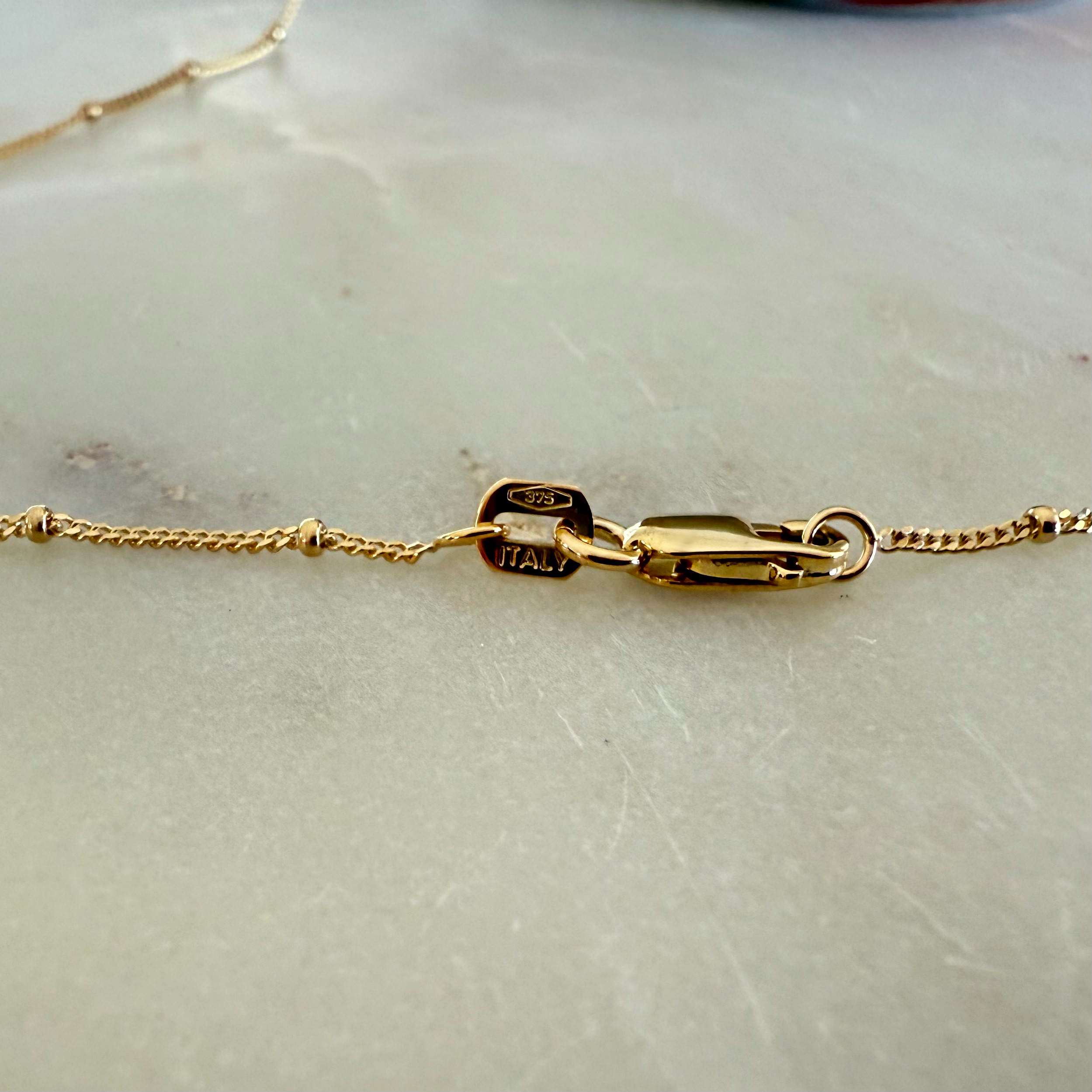 1mm wide cable chain with beads spaced evenly - solid gold satellite chain