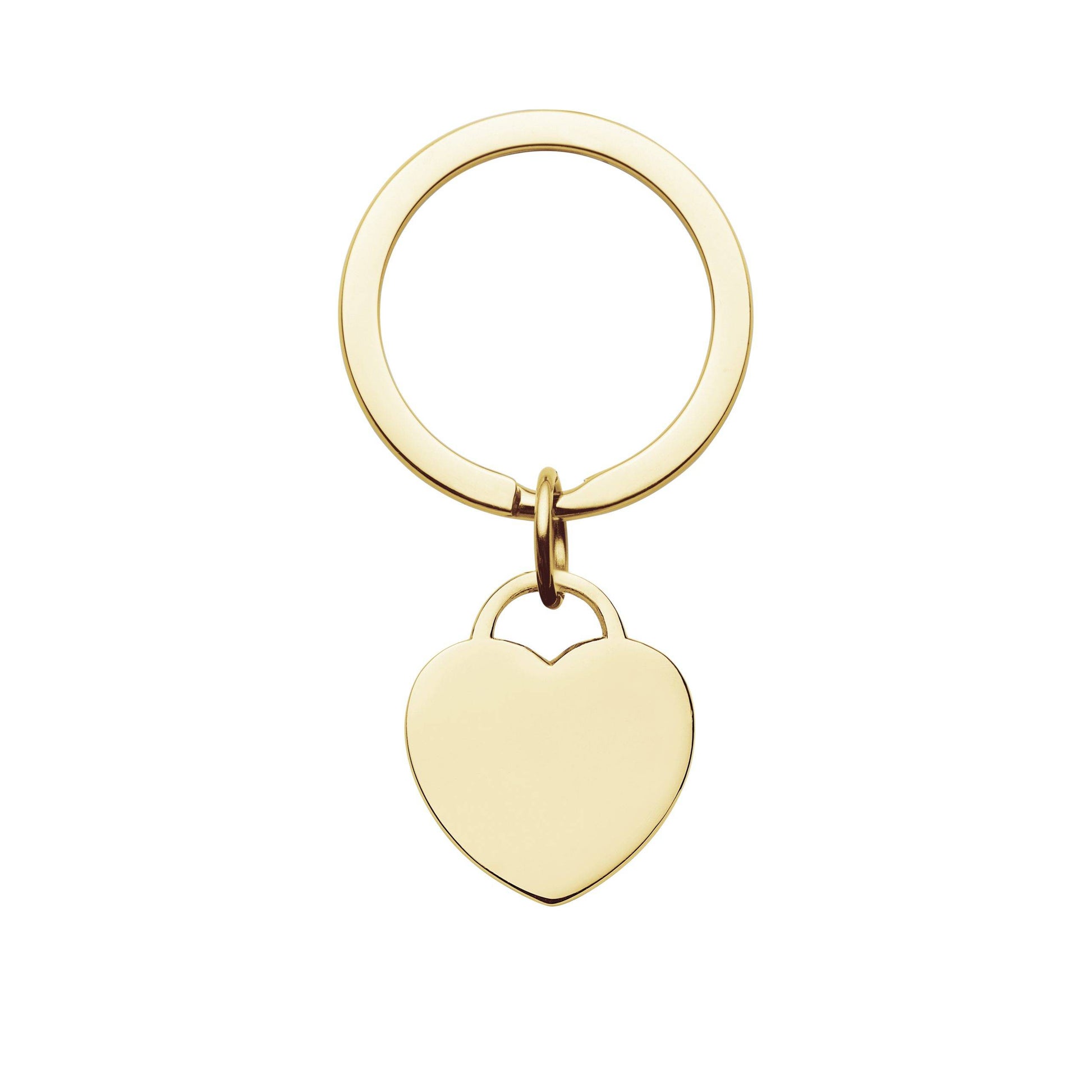 engraved yellow gold heart keyring