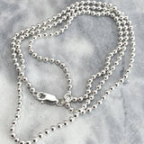 Men's sterling silver ball chain necklace 925, 2.5mm link