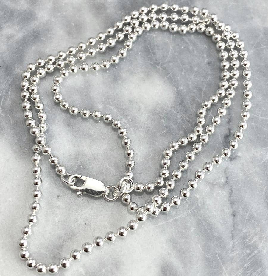 Men's sterling silver ball chain necklace 925, 2.5mm link