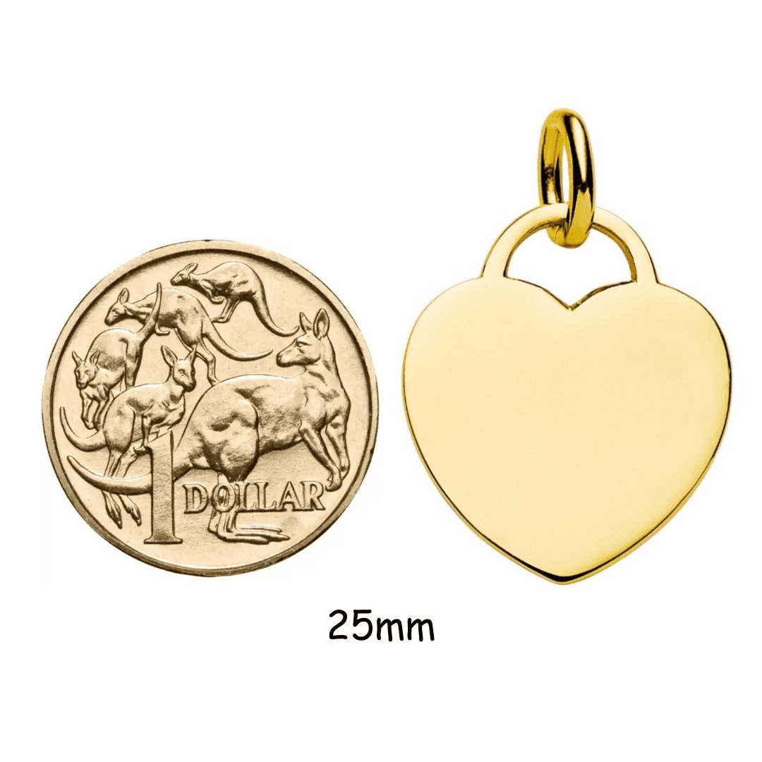 25mm heart pendant gold