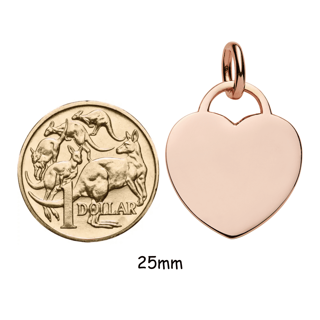 rose gold 25mm heart pendant