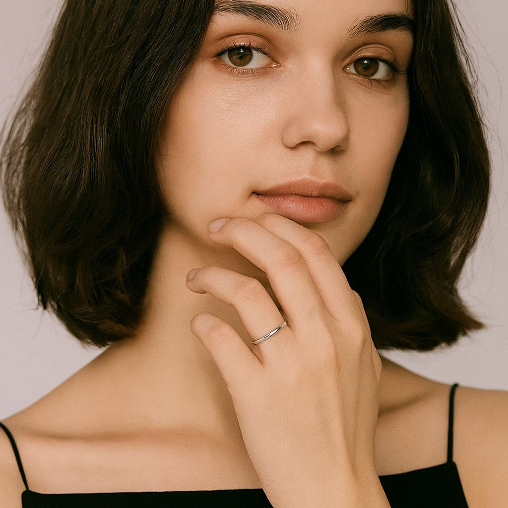 2mm narrow band ring silver stainless steel