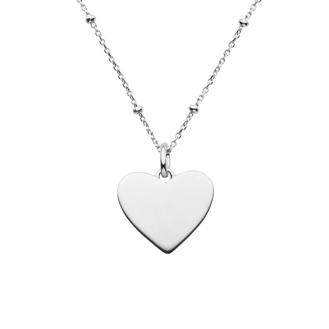 silver heart necklace with satellite chain