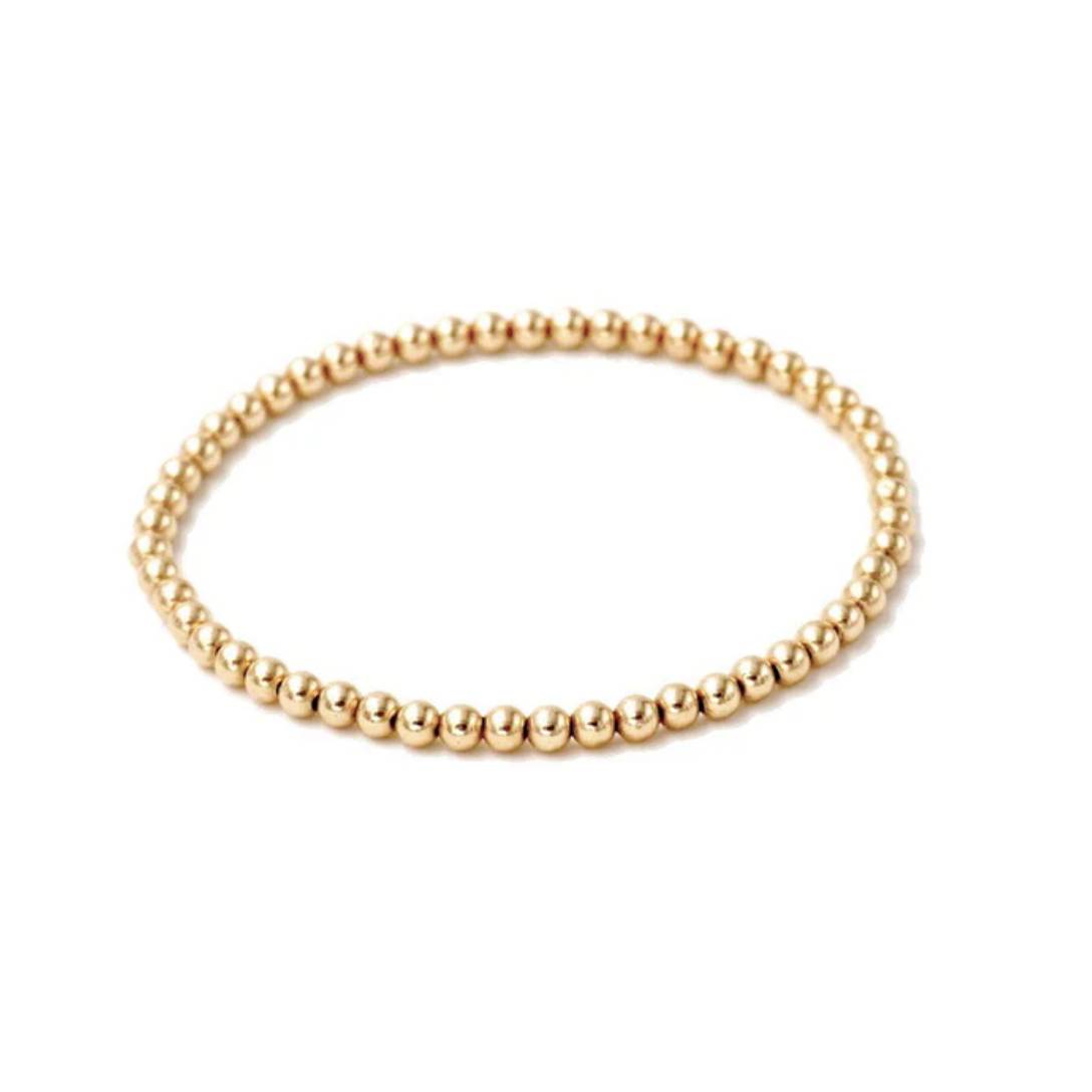 3mm gold bead stretch bracelet