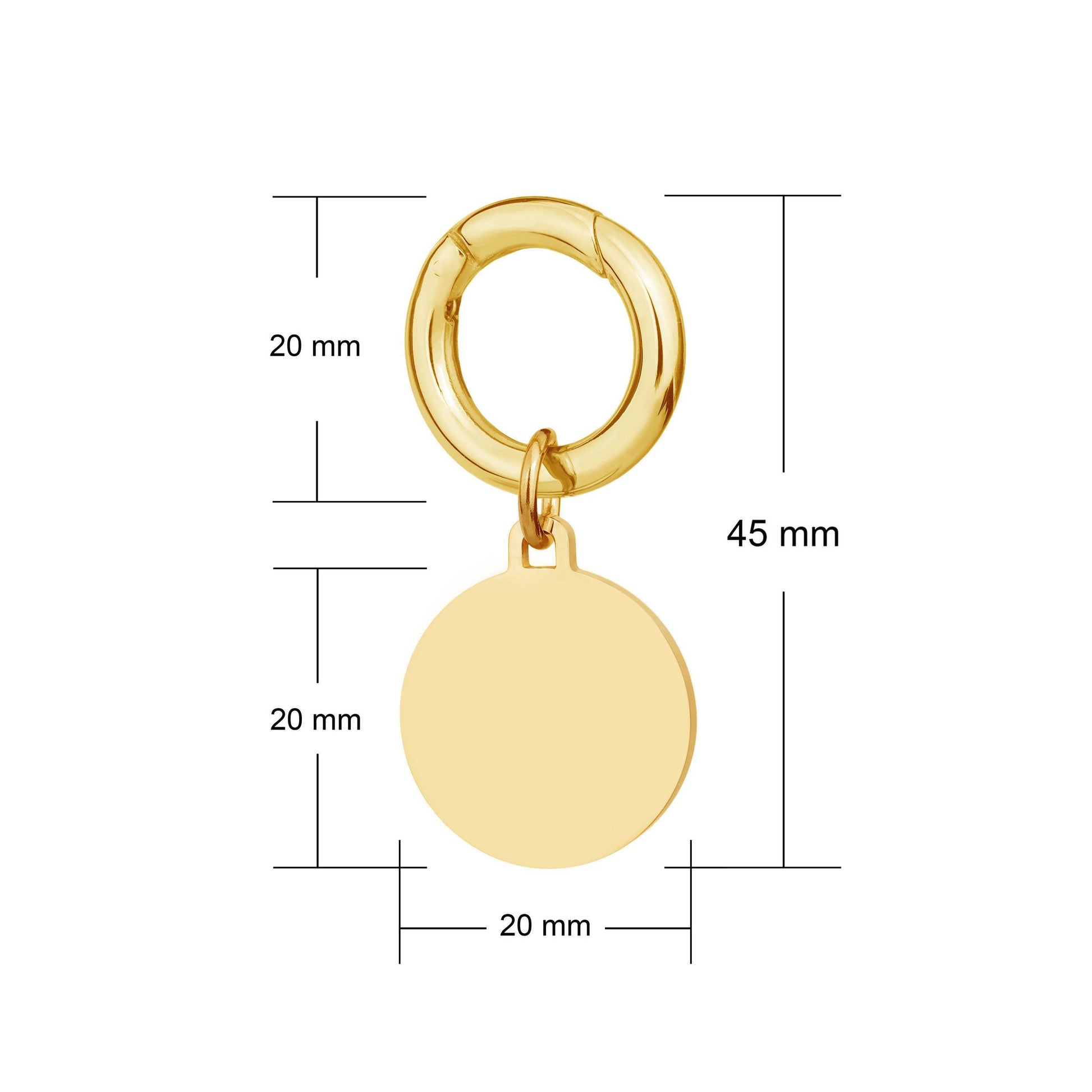 Engraved deluxe small gold disc pet tag dimensions 25 x 55mm