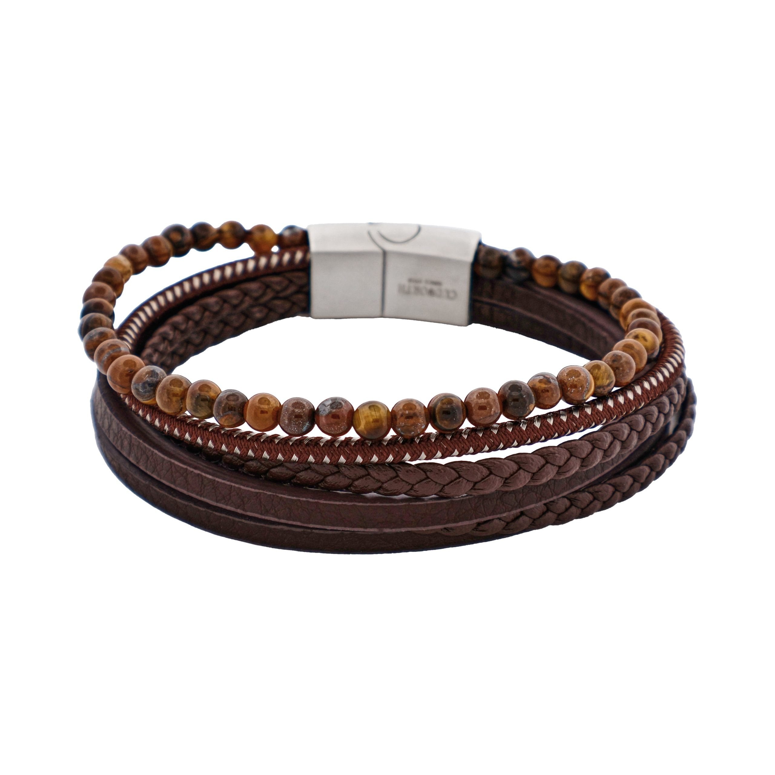 6 strand leather and bead bracelet 
