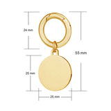 Engraved deluxe large gold disc pet tag side view