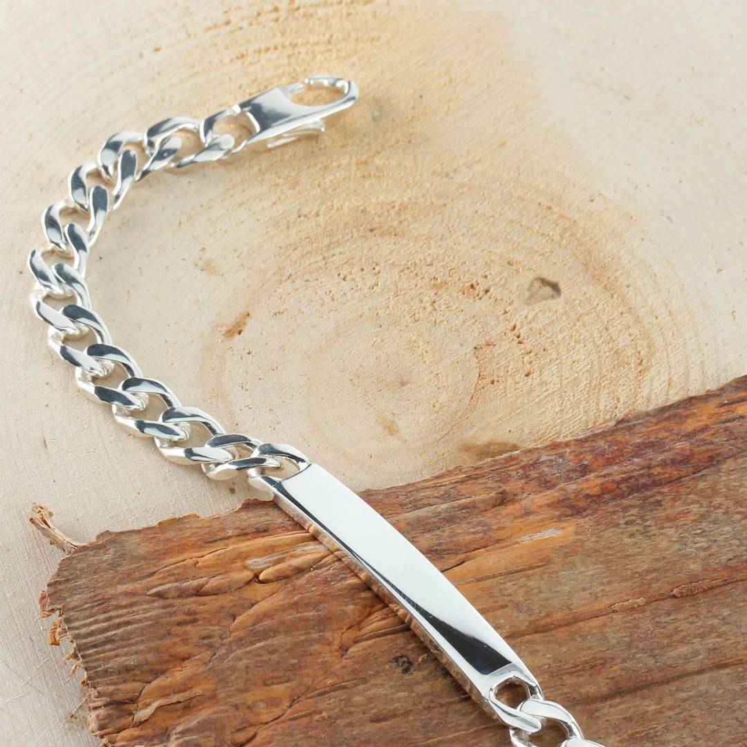 7mm wide mens sterling silver Identity bracelet