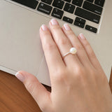 Fine Band Ring With 8MM Freshwater Pearl